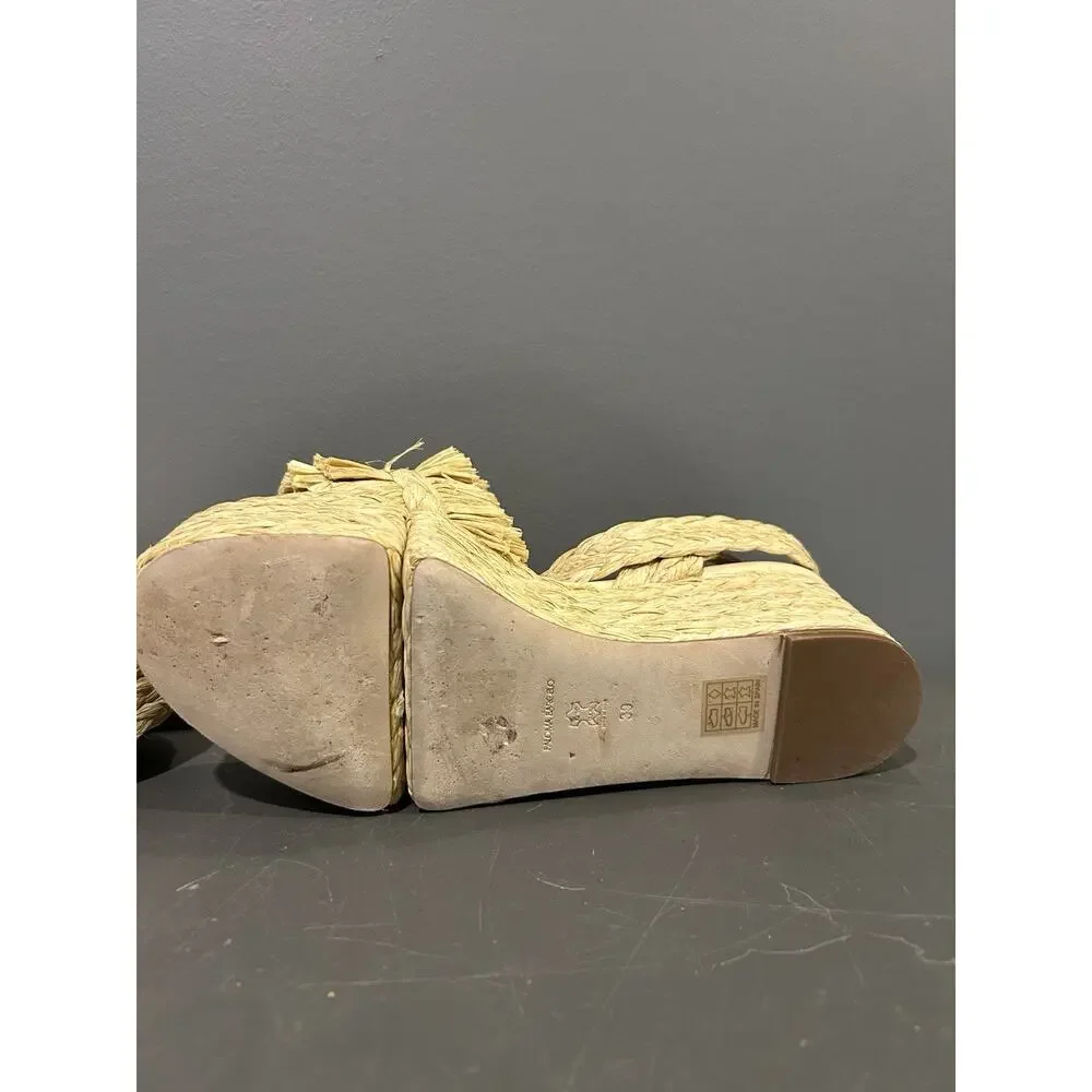 Paloma‎ Barcelo Braided Raffia Platform Sandals Women’s Size 8.5